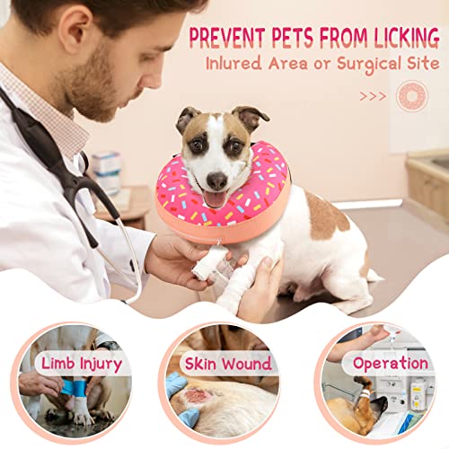 Inflatable Dog Cone Collar for Small Dogs Puppies Cats (Donut Pink / XS(Neck 4"-7"))