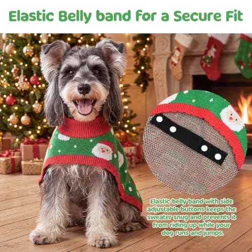 Dog Christmas Sweater Cloak (Small(Back Length 10") / Christmas Forest Green)