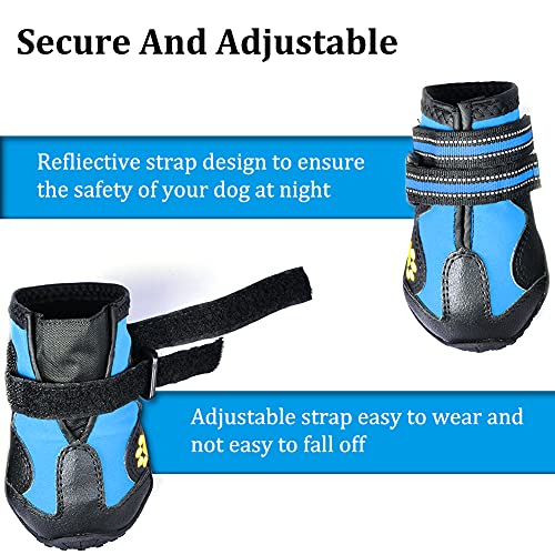 Dog Boots & Paw Protectors Non (Size 5: （2.7''x2.3'')(L*W) for 41-60 lbs / Blue)