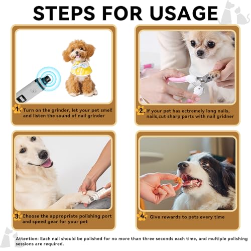Silent Pet Nail Grinder for Dogs & Cats (White)