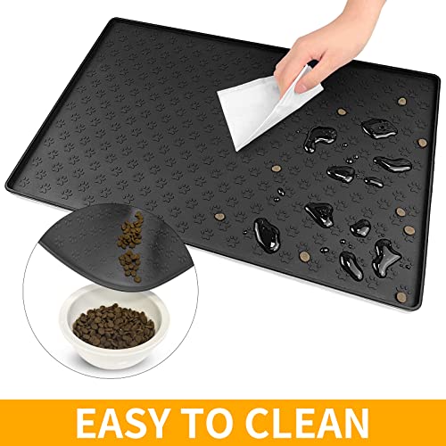 Pet Placemat for Dog and Cat (18"L x 12"W / Black)