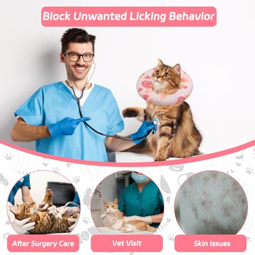Cat Cone Collar Soft (Pink Heart / Medium)
