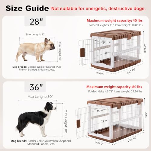 28" L Collapsible Dog Crate for Dogs (Woodgrain / 27.95 x 18.9 x 21.65 in)