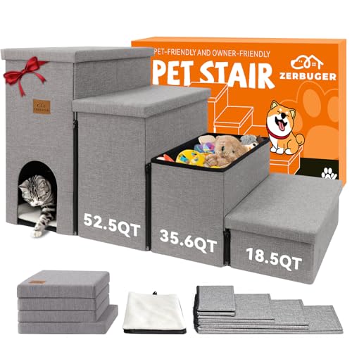 Dog Stairs with Storage (Grey With Condo / 4)