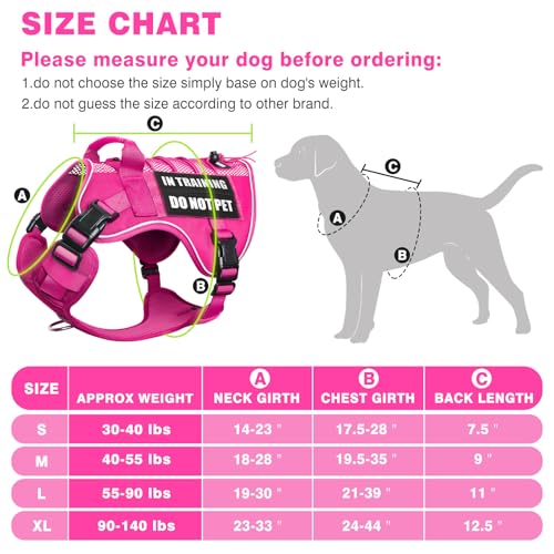 Service Dog in Training Mesh Harness with 10 Removale Pet Patches (Medium / Pink)