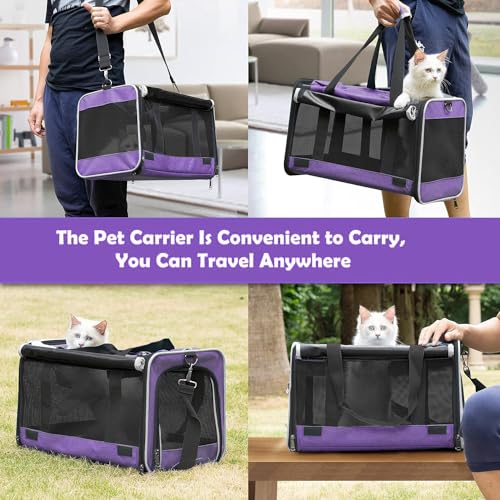 Carrying Bag Yorkie Dog Travel Kennel Ventilated Soft Pet Carrier (Purple / 18.1"L x 11.8"W x 11.8"H)