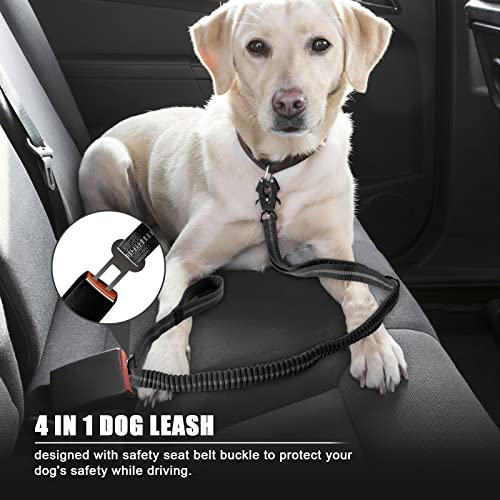 Tactical Shock Absorbing Bungee Dog Leash Heavy Duty (Black / Aviation aluminum)