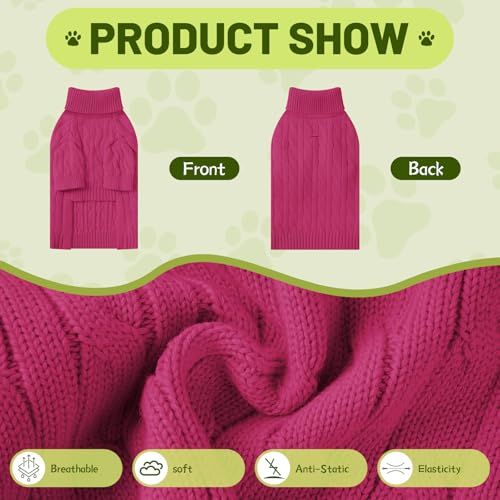 Small Dog Thermal Pullover Sweater (Hot Pink(Order One Size Up) / Large)