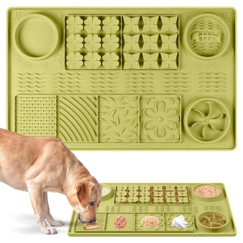 Silicone Lick Mat for Dogs 32"x 20" Large Slow Feeder Mat (Green:32"x20")