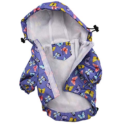 for Small Pet Cat Dog Raincoat Hoodie Coat Waterproof Rain Jacket Rainwear (PURPLE / XXS: Chest - 10", Length - 8")
