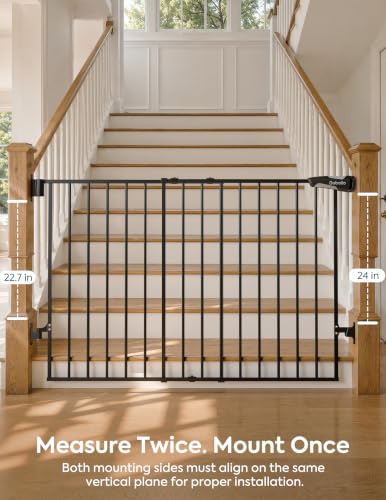 Baby Gate for Stairs (Black / 34" H, 29-49" W-Wide)
