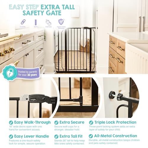 Safety 36" Extra Tall Baby Gate (Black / 29-36.5"W x 36"H)