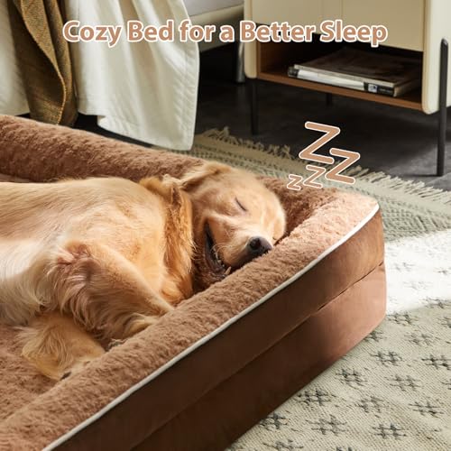 Orthopedic Washable XXL Dog Bed for Senior Dog Cozy Sleep (54.0"l X 36.0"w X 7.0"th / Light Brown)