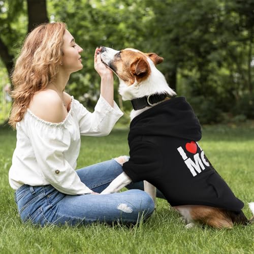 Dog Basic Hoodie Soft Dog Clothes Cold Weather Sweaters for Medium Large Dogs Cozy Fabric Warm Sweatshirt with Leash Hole for Boys (I Love My MOM / L (Back: 20.47",Chest: 28.35",20-35lbs))