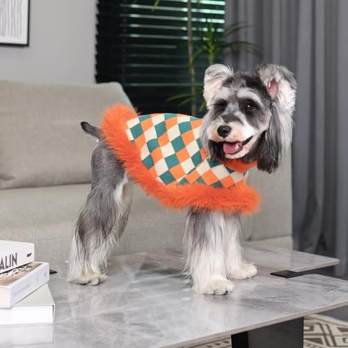 Dog Sweater Cloak (Medium(Back Length 12") / Orange & Green)