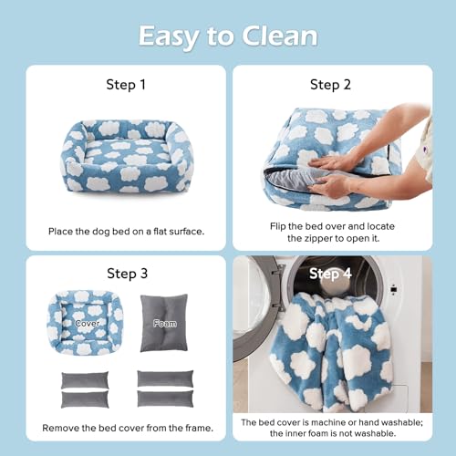 XL Dog Beds Large Sized Dog (Cozy Clouds Blue / XL (42"x36"x9"))