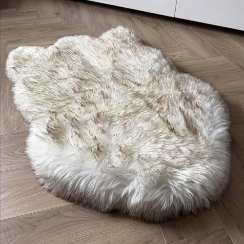 Faux Fur Orthopedic Dog Bed (White w/ Brown Tips / Medium)