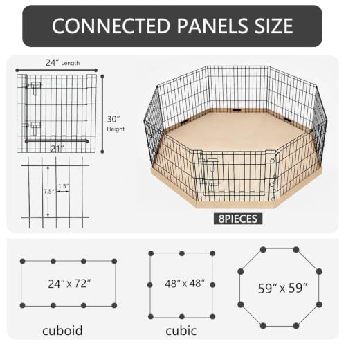 Foldable Metal Dog Exercise Pen (Tan / 30''H)