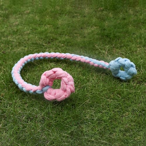 Braided Fleece Dog Tug Toy (Pink/Blue-Donut)