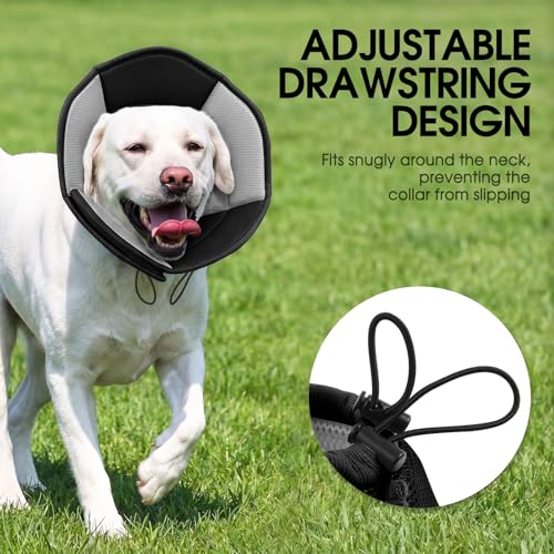 Dog Cones for Medium Dogs Soft Cone for Dogs to Stop Licking (Black / Medium)