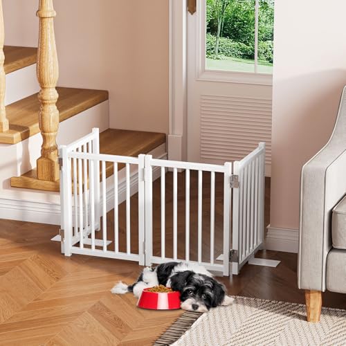 Short Dog Gate Indoor (White / 4 Panel-16''H, Up to 48’’ W)