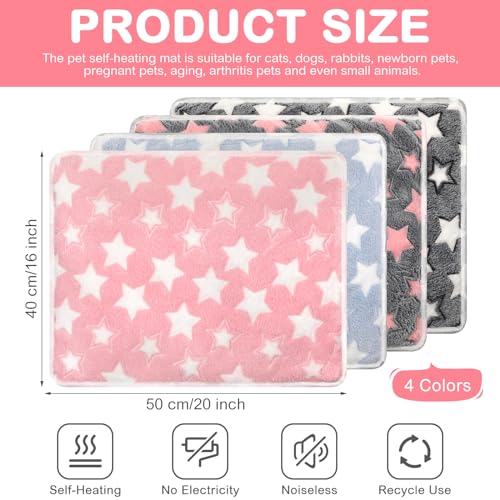 4 Pack Self Heating Cat Bed Cat Self Warming Pad with Removable Cover Extra Warm Thermal Pet Pad Washable Pet Crate Mat Anti Slip Kennel for Indoor Outdoor Pets (16 x 20 Inches)