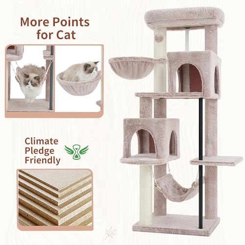 Cat Tree Tower with Sturdy Steel Tube for Indoor Cats GCT014MU (51.2 inches / Muchroom)