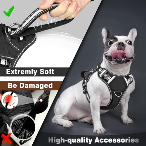Service Dog Vest No Pull Dog Harness with 7 Dog Patches (Small / Black)