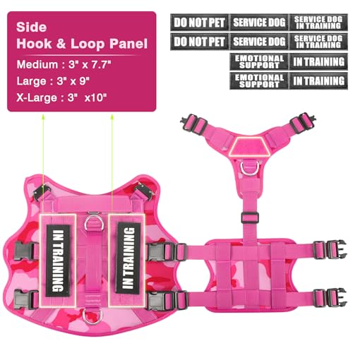 Service Dog Vest Harness for Large Dog (Large / Camo Pink)