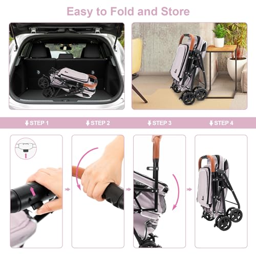 Double Pet Stroller for 2 Dogs & Cats (Pink)