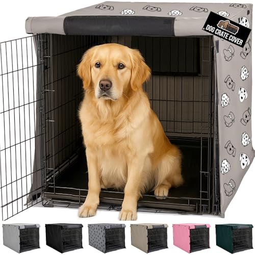 Dog Crate Covers (Taupe Dogs / 42" X 28" X 30")