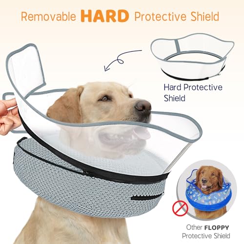 Raised Inflatable Dog Cone Alternative Collars for After Surgery (Grey / S(Neck 7"-9.5"))