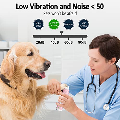 Dog Nail Grinder with 2 LED Light for Large Medium Small Dogs (Pink)