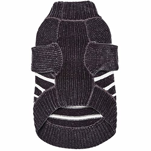 Cozy Soft Chenille Classy Striped Dog Sweater in Chic Grey (14 inch / Chic Grey)