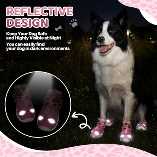 Dog Shoes for Large Small Medium Dogs (Hot Pink / #1 (Width 1.6 inch) for 14-23 lbs)