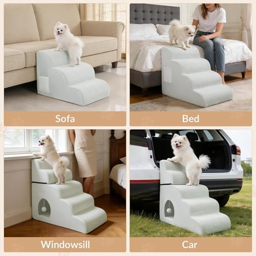 Dog Stairs for Couch and Chair (Beige / 3-Steps)