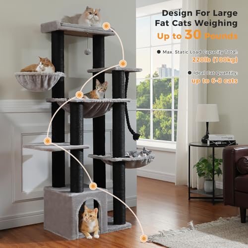 Heavy Duty Cat Tree (Black&Grey / 67in)