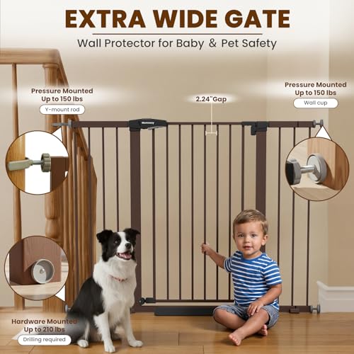 36" Extra Tall Baby Gate for Stairs (Brown / 29.7-51"W x 36"H)