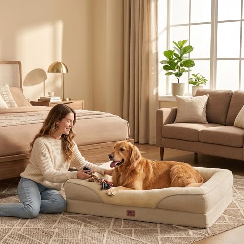 Orthopedic XL Dog Bed for Large Dog (Beige / 42x30x7.5)