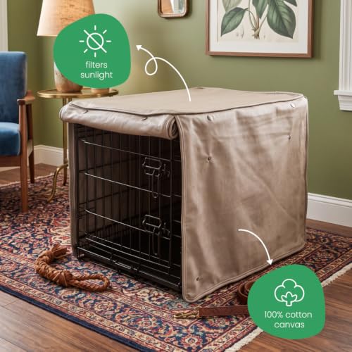 Tan Dog Crate Cover (Wild Horses / 42.0"L x 28.0"W x 31.0"H)