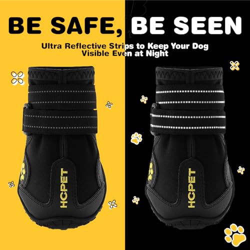 Dog Boots Dog Shoes for Large Dogs (Black / Width 1.57 in)