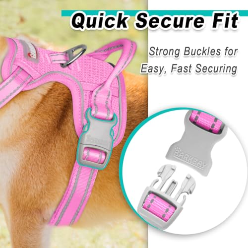 Dog Harness for Medium Sized Dog No Pull Mesh 2 Clips Dog Vest (Medium / Pink-Mesh)