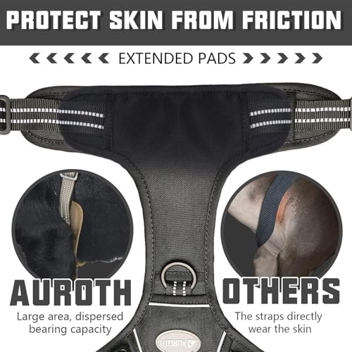 Dog Harness for Large Dogs (Black / L(Neck:18-29",Chest:24-37"),45-80 lbs)