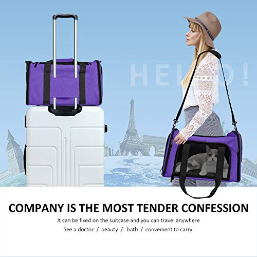 Large Cat Carriers Dog Carrier Pet Carrier for Large Cats Dogs Puppies up to 25Lbs (20.0"L x 13.0"W x 13.0"H / Purple)