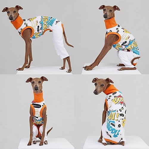 D Doggy Star Italian Greyhound Clothes Stretchable Bow Sleeveless Onesie Whippet for Dog (S / Onesie Bow White)