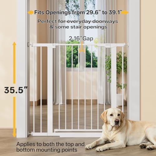 29.6 39.1 in Wide x 35.5 in High Extra Tall Baby Gate (White / 29.6-39.1"W x 35.5"H)