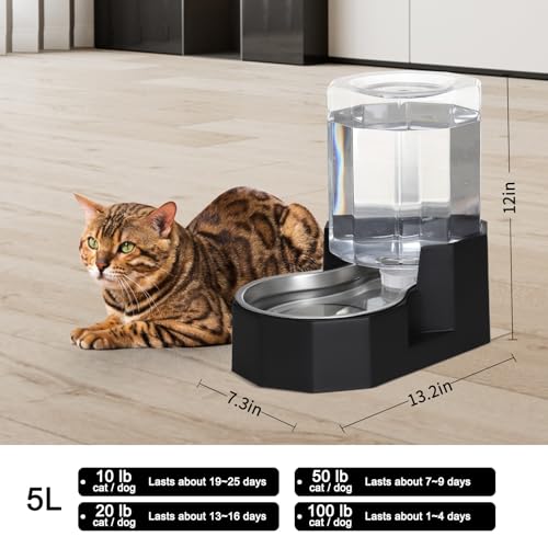 5L Cat Gravity Water Bowl Dispenser (Black / 5L Without Filter)