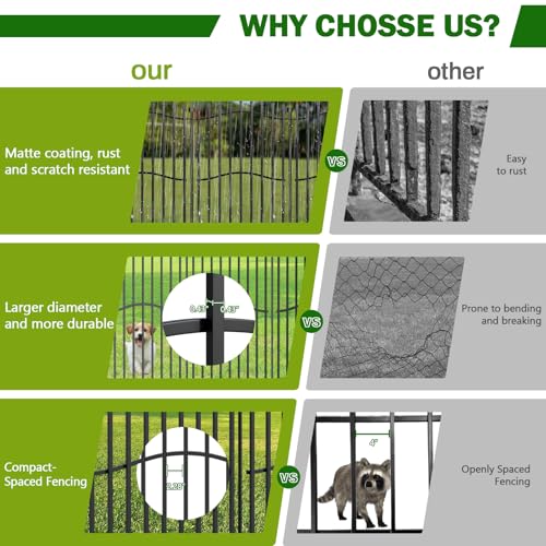 No Dig Garden Fence 48" H x 18'L Decorative Yard Dog Outdoor Panels (48 in(H) X 18 ft(L))