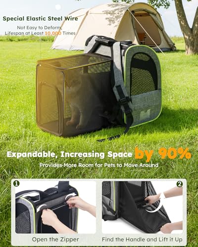 Cat Backpack Expandable (Grey / 12.6"L x 10.2"W x 16.5"H)