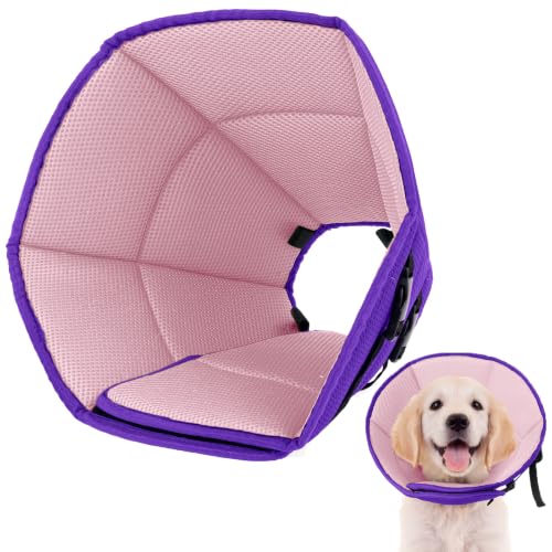 Soft Dog Recovery Cone Adjustable Stop Licking Wounds Purple M (Purple / M(Neck Girth:11.02"-14.17"))